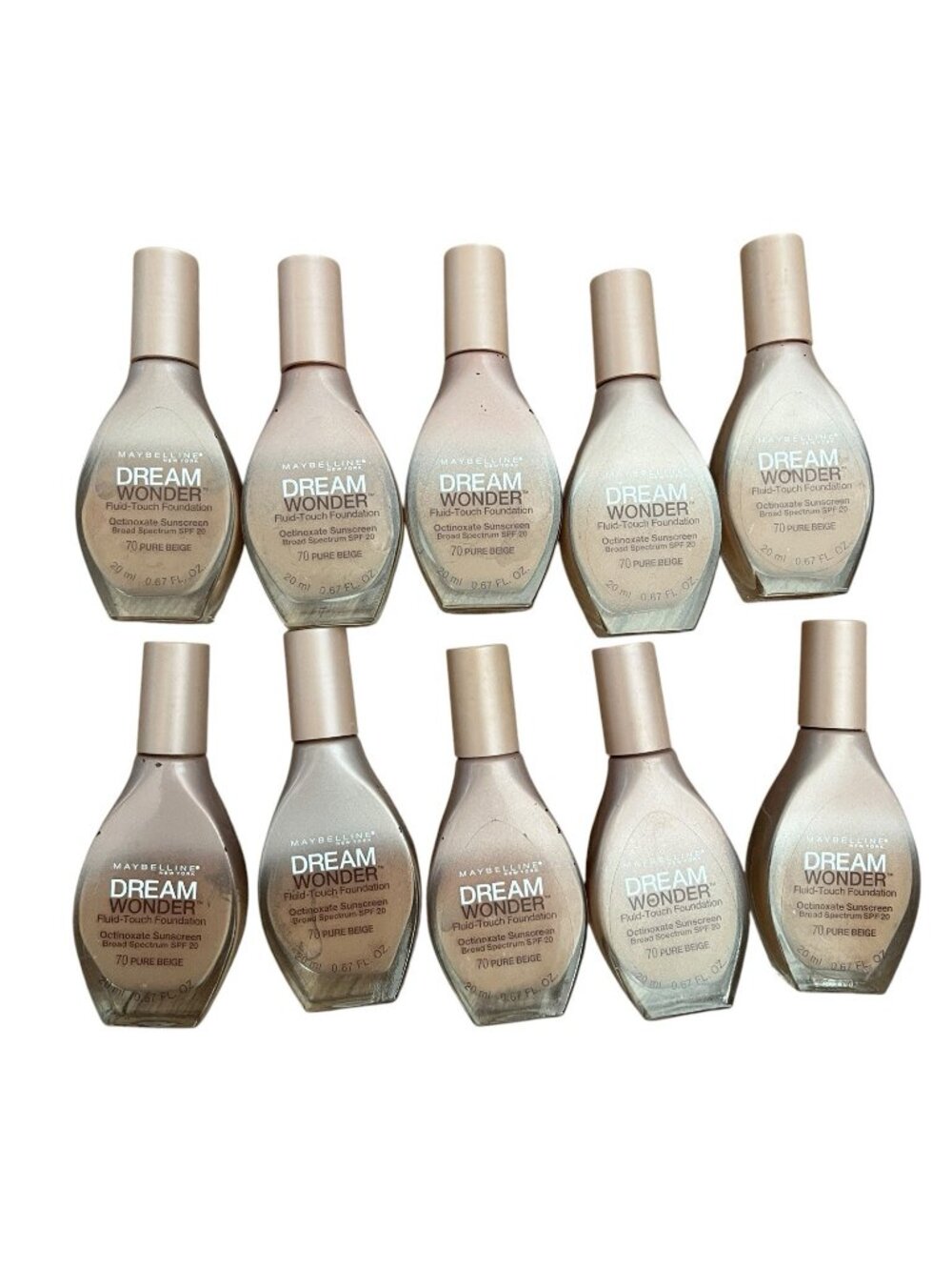 10 X Maybelline Dream Wonder Fluid-Touch Foundation 70 Pure Beige, New